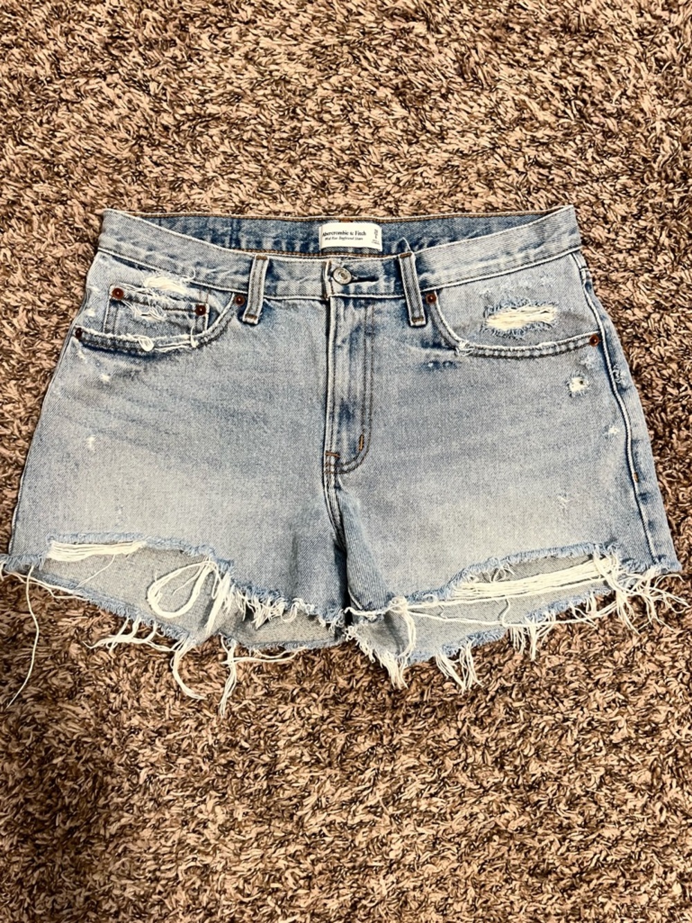 Abercrombie & Fitch Light Wash Frayed Denim Cutoff Shorts